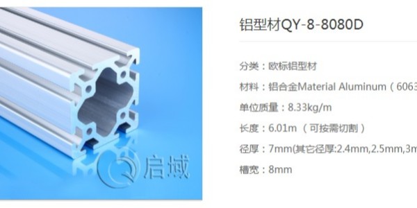 8080工業鋁型材規格大全匯總